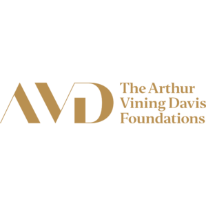 Logo of The Arthur Vining Davis Foundations, featuring the initials AVD in stylized gold lettering alongside the full name.